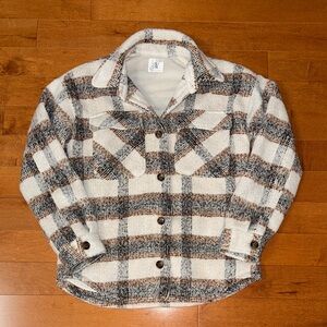 Altar'd State Cream and Black Plaid Jacket